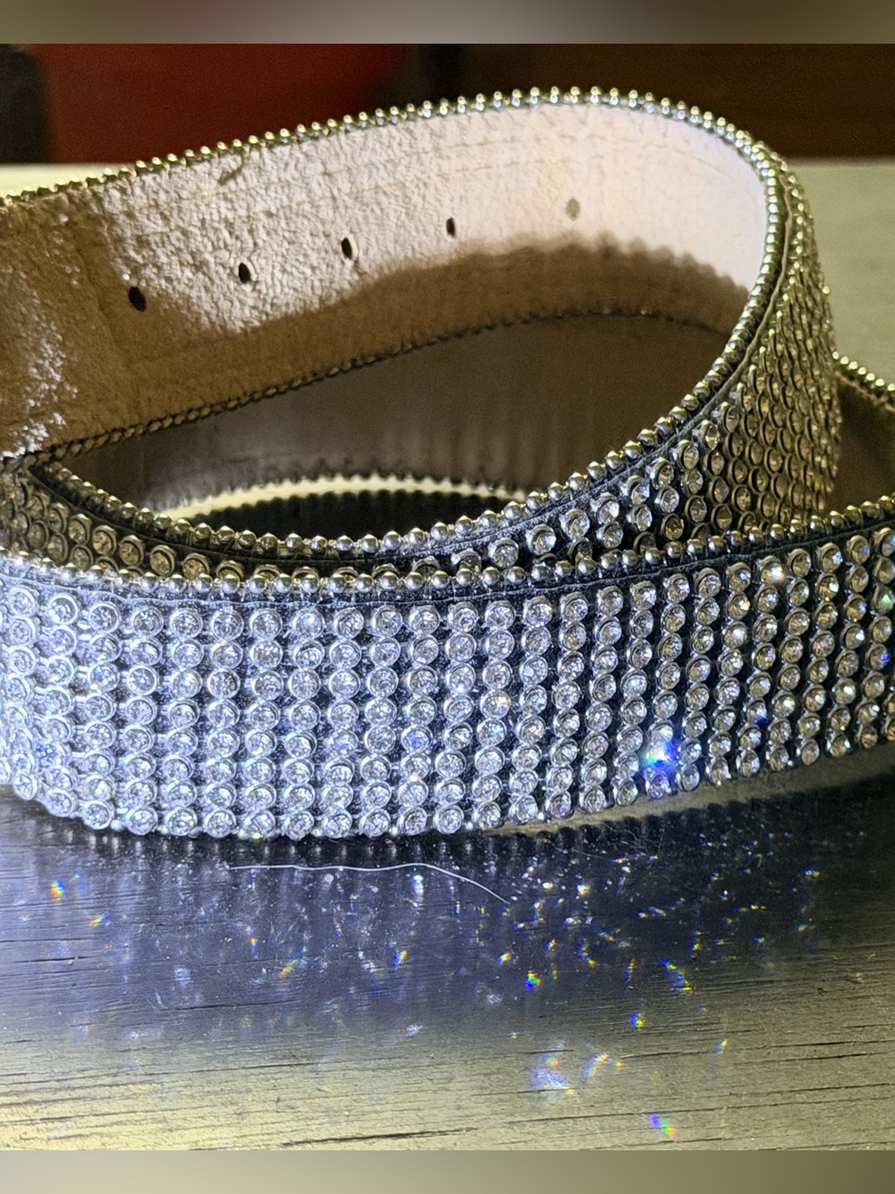 Solid abs rhinestones diamond belt shimmers and gleem western bling belt large - Picture 5 of 6